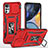 Custodia Silicone e Plastica Opaca Cover con Magnetico Anello Supporto MQ2 per Motorola Moto G22 Rosso