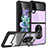 Custodia Silicone e Plastica Opaca Cover con Magnetico Anello Supporto MQ2 per Samsung Galaxy Z Flip3 5G