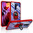 Custodia Silicone e Plastica Opaca Cover con Magnetico Anello Supporto MQ2 per Xiaomi Redmi 9 Prime India Rosso