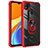 Custodia Silicone e Plastica Opaca Cover con Magnetico Anello Supporto MQ2 per Xiaomi Redmi 9C Rosso