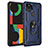 Custodia Silicone e Plastica Opaca Cover con Magnetico Anello Supporto MQ3 per Google Pixel 4a 5G Blu