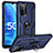 Custodia Silicone e Plastica Opaca Cover con Magnetico Anello Supporto MQ3 per Oppo A56 5G Blu