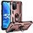 Custodia Silicone e Plastica Opaca Cover con Magnetico Anello Supporto MQ3 per Oppo A56 5G Oro Rosa