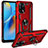 Custodia Silicone e Plastica Opaca Cover con Magnetico Anello Supporto MQ3 per Oppo A74 4G Rosso