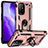 Custodia Silicone e Plastica Opaca Cover con Magnetico Anello Supporto MQ3 per Oppo A94 5G Oro Rosa