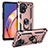 Custodia Silicone e Plastica Opaca Cover con Magnetico Anello Supporto MQ3 per Oppo Reno5 Lite Oro Rosa