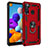Custodia Silicone e Plastica Opaca Cover con Magnetico Anello Supporto MQ3 per Samsung Galaxy A21 Rosso