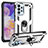 Custodia Silicone e Plastica Opaca Cover con Magnetico Anello Supporto MQ3 per Samsung Galaxy A23 5G Argento