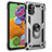 Custodia Silicone e Plastica Opaca Cover con Magnetico Anello Supporto MQ3 per Samsung Galaxy A41 Argento