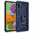 Custodia Silicone e Plastica Opaca Cover con Magnetico Anello Supporto MQ3 per Samsung Galaxy A41 Blu