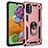 Custodia Silicone e Plastica Opaca Cover con Magnetico Anello Supporto MQ3 per Samsung Galaxy A41 Oro Rosa