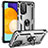 Custodia Silicone e Plastica Opaca Cover con Magnetico Anello Supporto MQ3 per Samsung Galaxy A52 5G Argento