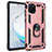 Custodia Silicone e Plastica Opaca Cover con Magnetico Anello Supporto MQ3 per Samsung Galaxy A81 Oro Rosa