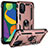 Custodia Silicone e Plastica Opaca Cover con Magnetico Anello Supporto MQ3 per Samsung Galaxy F52 5G Oro Rosa