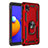 Custodia Silicone e Plastica Opaca Cover con Magnetico Anello Supporto MQ3 per Samsung Galaxy M01 Core Rosso