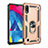 Custodia Silicone e Plastica Opaca Cover con Magnetico Anello Supporto MQ3 per Samsung Galaxy M10 Oro