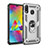 Custodia Silicone e Plastica Opaca Cover con Magnetico Anello Supporto MQ3 per Samsung Galaxy M20 Argento