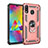 Custodia Silicone e Plastica Opaca Cover con Magnetico Anello Supporto MQ3 per Samsung Galaxy M20 Oro Rosa