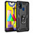 Custodia Silicone e Plastica Opaca Cover con Magnetico Anello Supporto MQ3 per Samsung Galaxy M21s