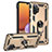 Custodia Silicone e Plastica Opaca Cover con Magnetico Anello Supporto MQ3 per Samsung Galaxy M32 5G Oro