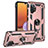 Custodia Silicone e Plastica Opaca Cover con Magnetico Anello Supporto MQ3 per Samsung Galaxy M32 5G Oro Rosa