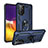 Custodia Silicone e Plastica Opaca Cover con Magnetico Anello Supporto MQ3 per Samsung Galaxy Quantum2 5G Blu