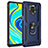 Custodia Silicone e Plastica Opaca Cover con Magnetico Anello Supporto MQ3 per Xiaomi Poco M2 Pro Blu