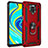 Custodia Silicone e Plastica Opaca Cover con Magnetico Anello Supporto MQ3 per Xiaomi Poco M2 Pro Rosso