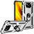 Custodia Silicone e Plastica Opaca Cover con Magnetico Anello Supporto MQ3 per Xiaomi Poco X3 NFC Argento