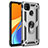 Custodia Silicone e Plastica Opaca Cover con Magnetico Anello Supporto MQ3 per Xiaomi Redmi 9 India Argento