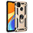 Custodia Silicone e Plastica Opaca Cover con Magnetico Anello Supporto MQ3 per Xiaomi Redmi 9 India Oro