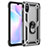 Custodia Silicone e Plastica Opaca Cover con Magnetico Anello Supporto MQ3 per Xiaomi Redmi 9i Argento