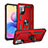 Custodia Silicone e Plastica Opaca Cover con Magnetico Anello Supporto MQ3 per Xiaomi Redmi Note 10T 5G Rosso