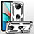Custodia Silicone e Plastica Opaca Cover con Magnetico Anello Supporto MQ3 per Xiaomi Redmi Note 9 5G Argento
