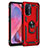 Custodia Silicone e Plastica Opaca Cover con Magnetico Anello Supporto MQ4 per OnePlus Nord N200 5G Rosso