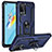 Custodia Silicone e Plastica Opaca Cover con Magnetico Anello Supporto MQ4 per Oppo A54 4G Blu