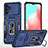 Custodia Silicone e Plastica Opaca Cover con Magnetico Anello Supporto MQ4 per Samsung Galaxy M32 5G Blu