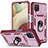 Custodia Silicone e Plastica Opaca Cover con Magnetico Anello Supporto MQ5 per Samsung Galaxy A12 Rosa Caldo