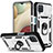Custodia Silicone e Plastica Opaca Cover con Magnetico Anello Supporto MQ5 per Samsung Galaxy M12 Bianco