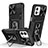Custodia Silicone e Plastica Opaca Cover con Magnetico Anello Supporto MQ6 per Motorola Moto G Stylus (2023) 4G Nero
