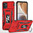 Custodia Silicone e Plastica Opaca Cover con Magnetico Anello Supporto MQ6 per Motorola Moto G32 Rosso