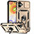 Custodia Silicone e Plastica Opaca Cover con Magnetico Anello Supporto MQ6 per Samsung Galaxy A04E Oro