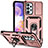 Custodia Silicone e Plastica Opaca Cover con Magnetico Anello Supporto MQ6 per Samsung Galaxy A23 5G Oro Rosa
