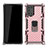 Custodia Silicone e Plastica Opaca Cover con Magnetico Anello Supporto N03 per Samsung Galaxy Note 20 5G Oro Rosa