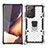 Custodia Silicone e Plastica Opaca Cover con Magnetico Anello Supporto N03 per Samsung Galaxy Note 20 Ultra 5G Argento