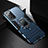 Custodia Silicone e Plastica Opaca Cover con Magnetico Anello Supporto N06 per Samsung Galaxy Note 20 5G Blu