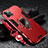 Custodia Silicone e Plastica Opaca Cover con Magnetico Anello Supporto per Apple iPhone 13 Pro Rosso