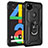 Custodia Silicone e Plastica Opaca Cover con Magnetico Anello Supporto per Google Pixel 4a Nero