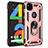 Custodia Silicone e Plastica Opaca Cover con Magnetico Anello Supporto per Google Pixel 4a Oro Rosa