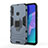 Custodia Silicone e Plastica Opaca Cover con Magnetico Anello Supporto per Huawei Honor 9C Blu